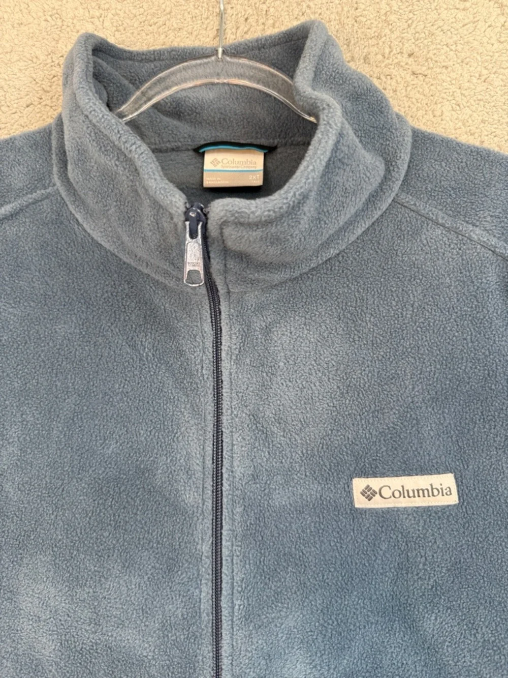 Columbia Men’s 2XT Tall full zip fleece vest Steel Blue Outdoor Layer Pockets